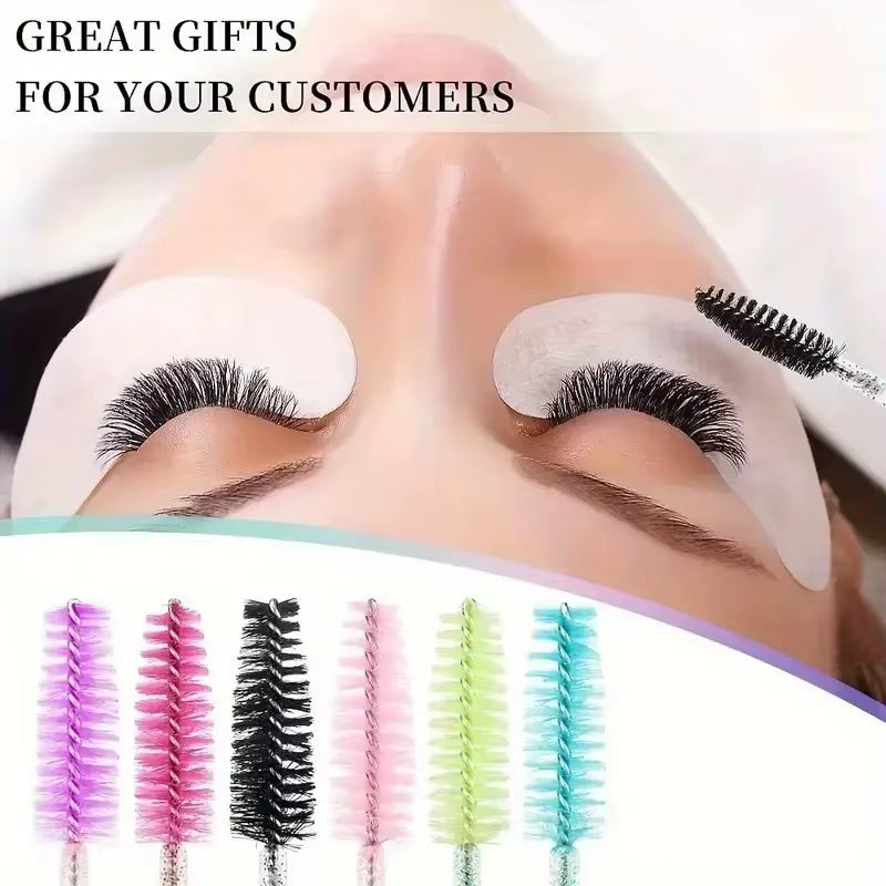 50Pcs Multifunctional Color Eyelash Comb Makeup Brush Eyebrow Comb Dual-Purpose Spiral Brush Grafted Eyelashes Beauty Tools