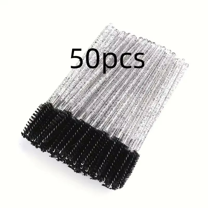 50Pcs Multifunctional Color Eyelash Comb Makeup Brush Eyebrow Comb Dual-Purpose Spiral Brush Grafted Eyelashes Beauty Tools