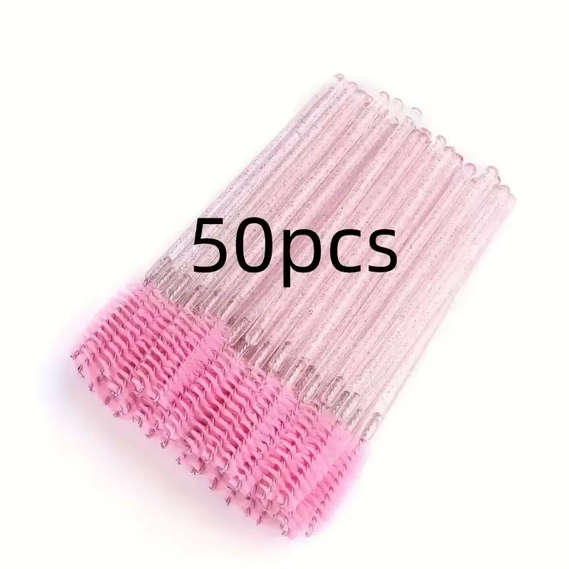 50Pcs Multifunctional Color Eyelash Comb Makeup Brush Eyebrow Comb Dual-Purpose Spiral Brush Grafted Eyelashes Beauty Tools