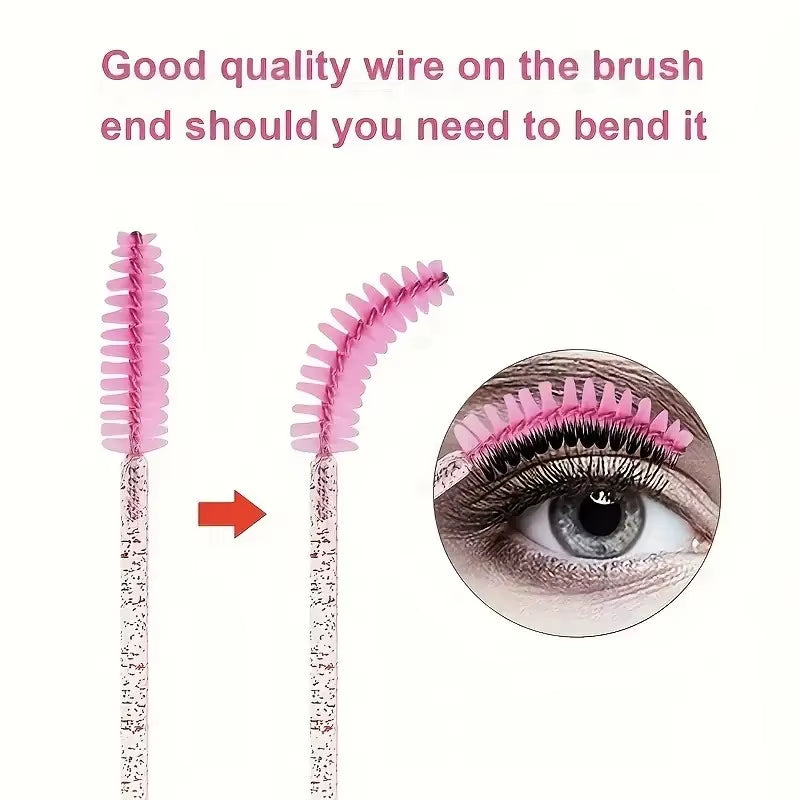 50Pcs Multifunctional Color Eyelash Comb Makeup Brush Eyebrow Comb Dual-Purpose Spiral Brush Grafted Eyelashes Beauty Tools