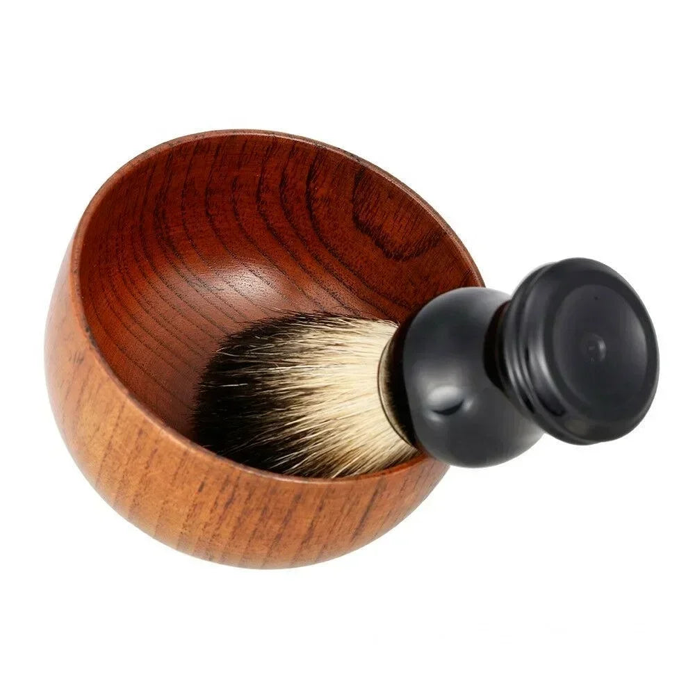 Durable Shaving Cream and Soap Bowl for Home Bathroom, Men Shaving Wooden Bowl