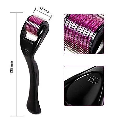 Derma Roller for Skin, Hair & Beard – Women and Men Titanium Microneedling Roller for Face & Scalp, Safe & Easy to Use 0.25mm