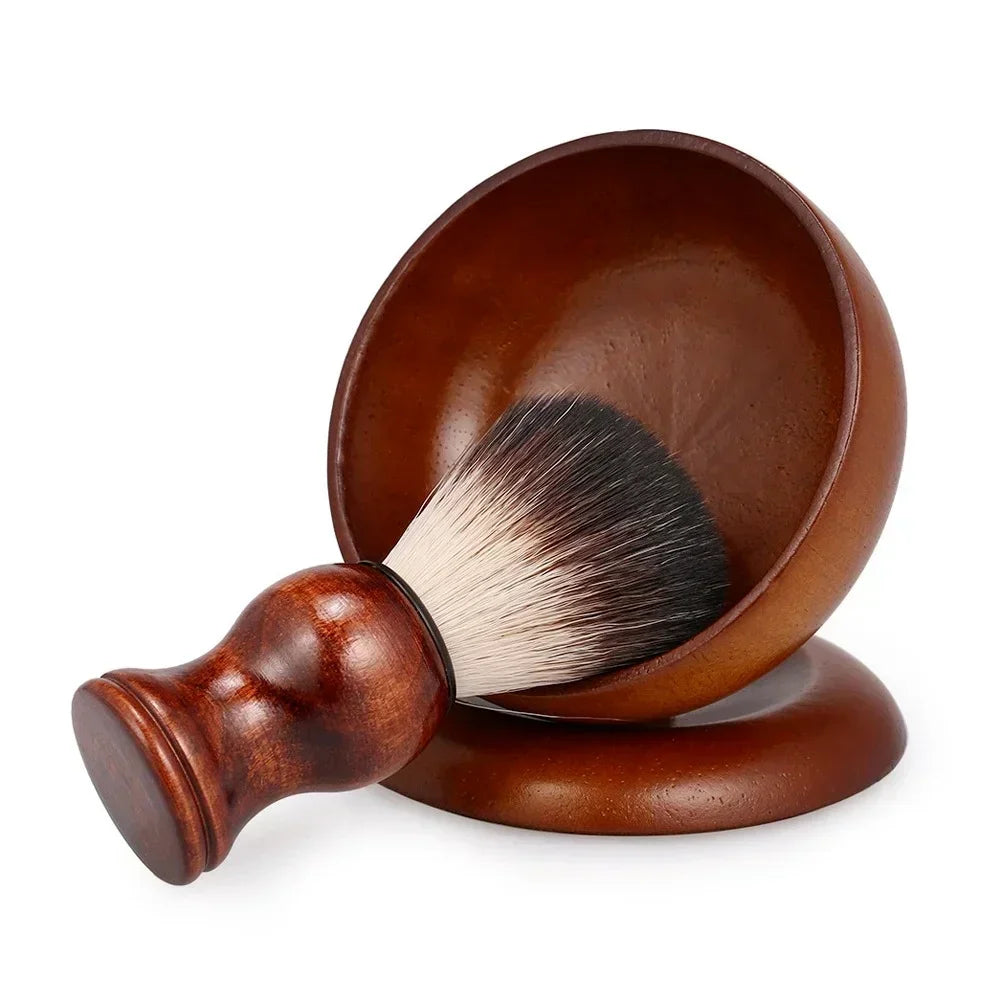 Durable Shaving Cream and Soap Bowl for Home Bathroom, Men Shaving Wooden Bowl