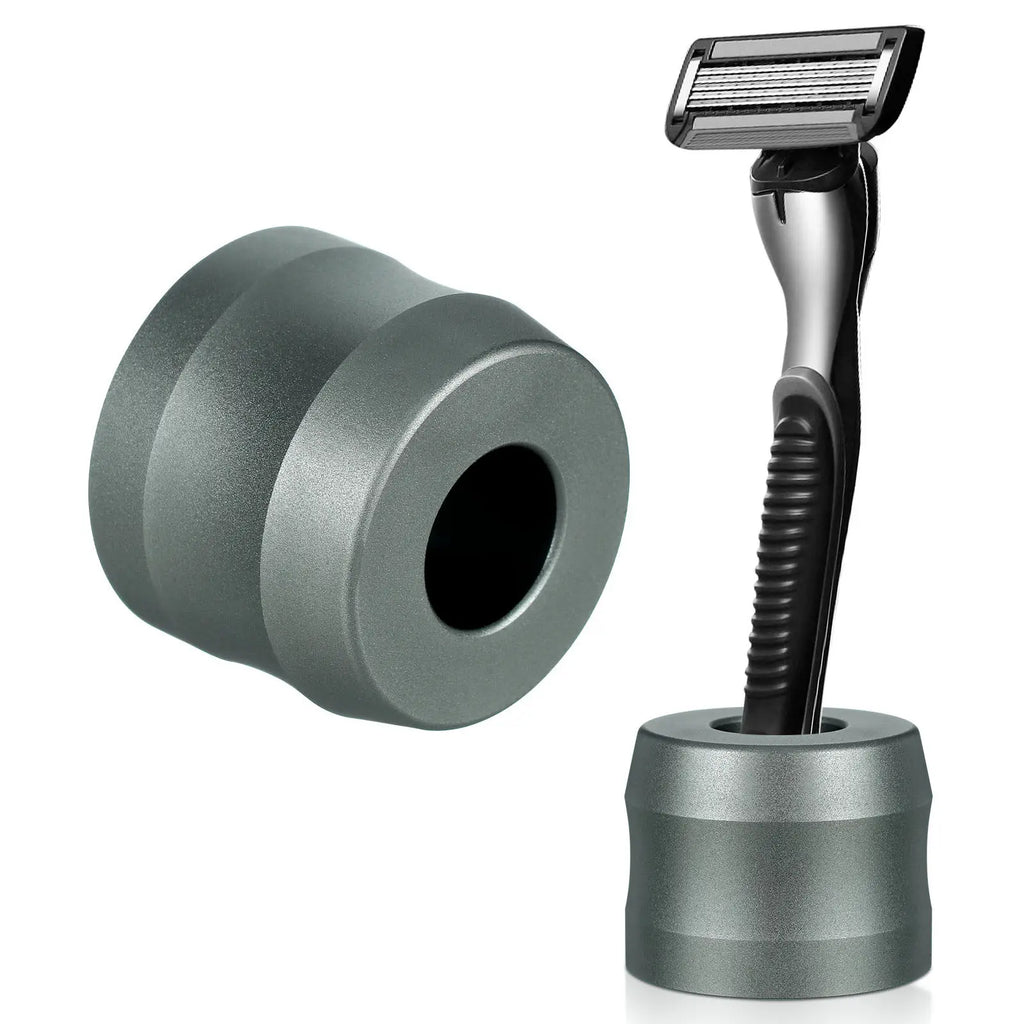 1Pcs Premium Aluminum Alloy Razor Stand Heavy Duty Non-Slip Shaving Razor Holder for Men Bathroom Desk Organizer Rust Proof