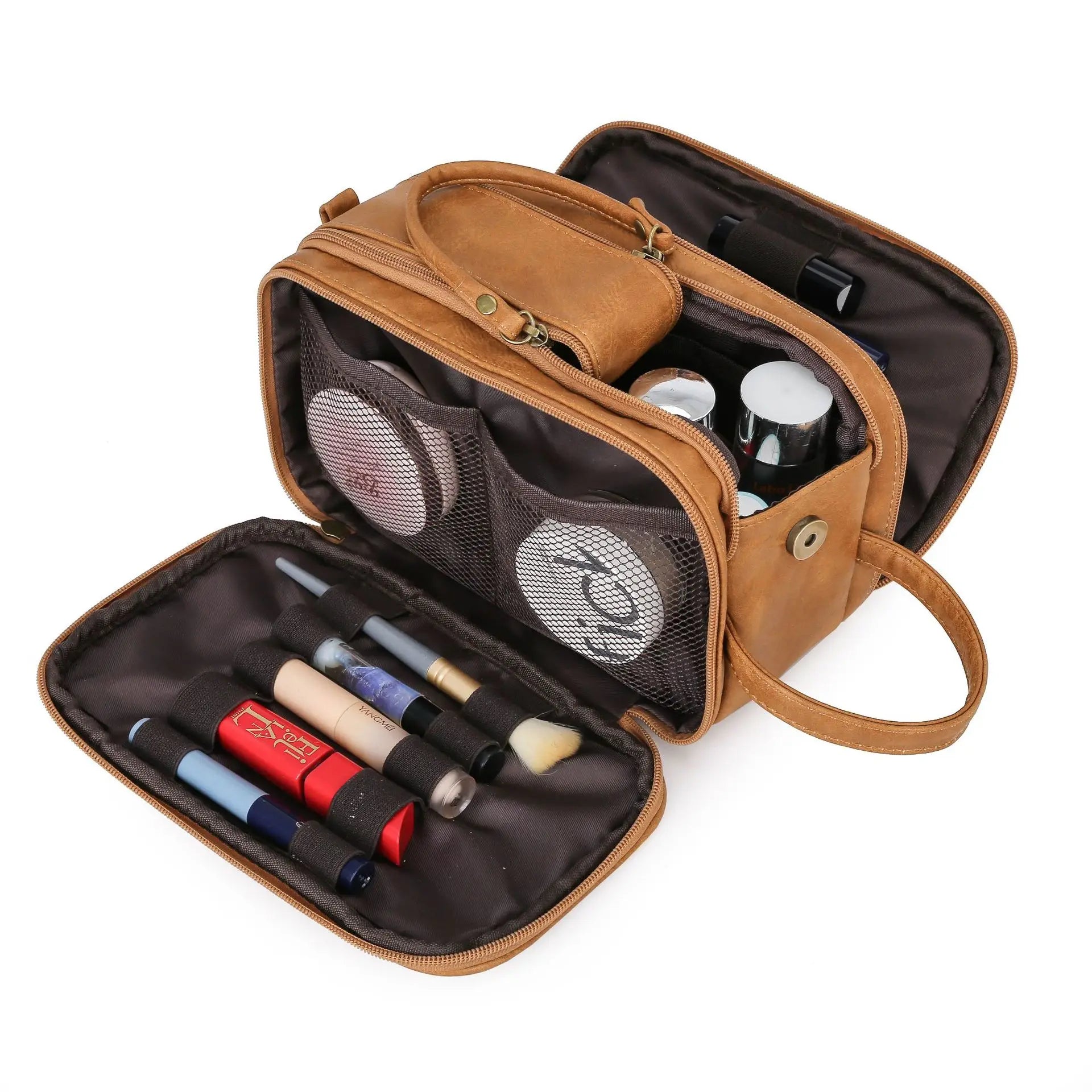 1Pc Travel Toiletry Bag for Men,Large Shaving Dopp Kit Water-resistant Bathroom Toiletries Organizer PU Leather Cosmetic Bags