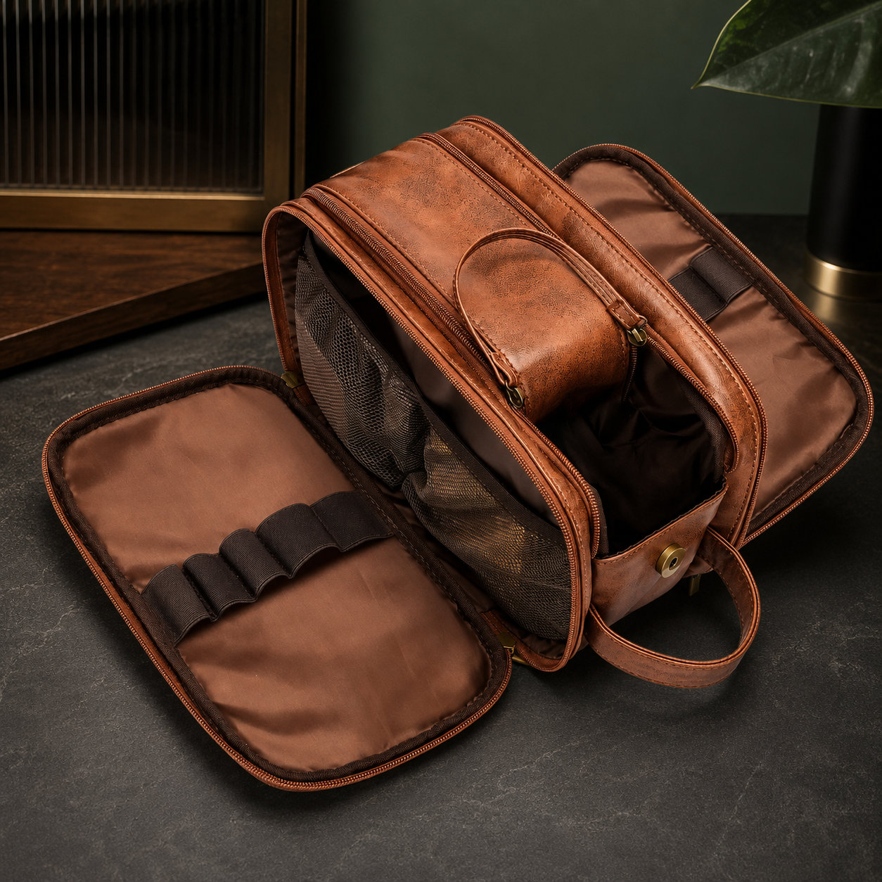 Men's Leather Dopp Kit | Travel Toiletry Organizer