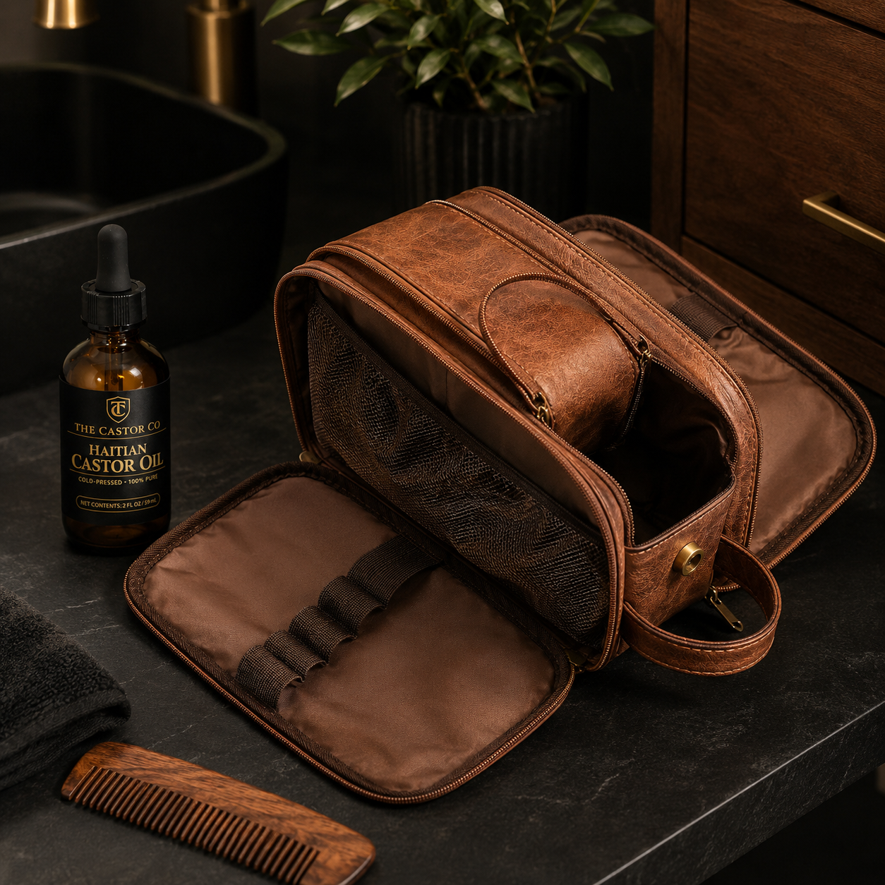 Men's Leather Dopp Kit | Travel Toiletry Organizer