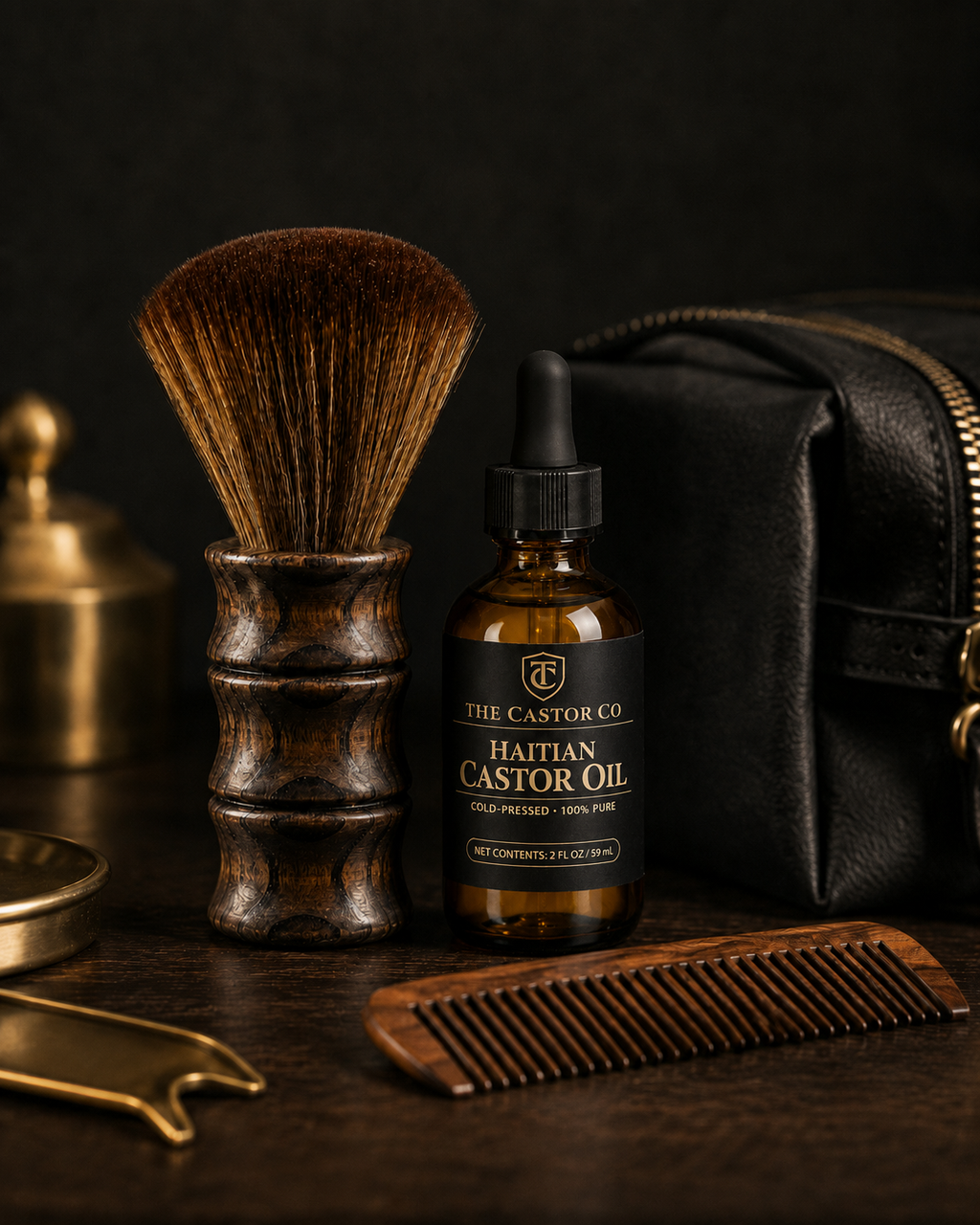 Wood Handle Grooming Duster Brush