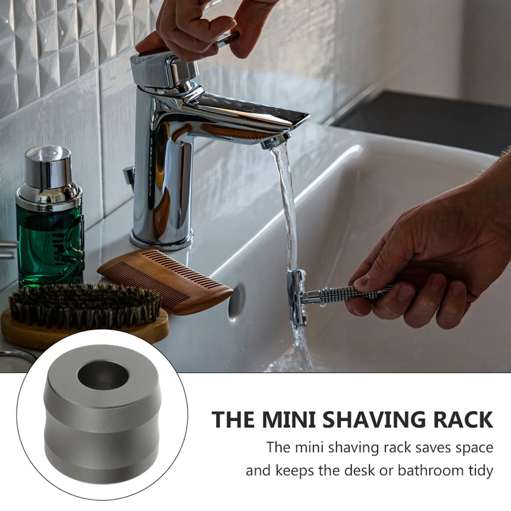 1Pcs Premium Aluminum Alloy Razor Stand Heavy Duty Non-Slip Shaving Razor Holder for Men Bathroom Desk Organizer Rust Proof