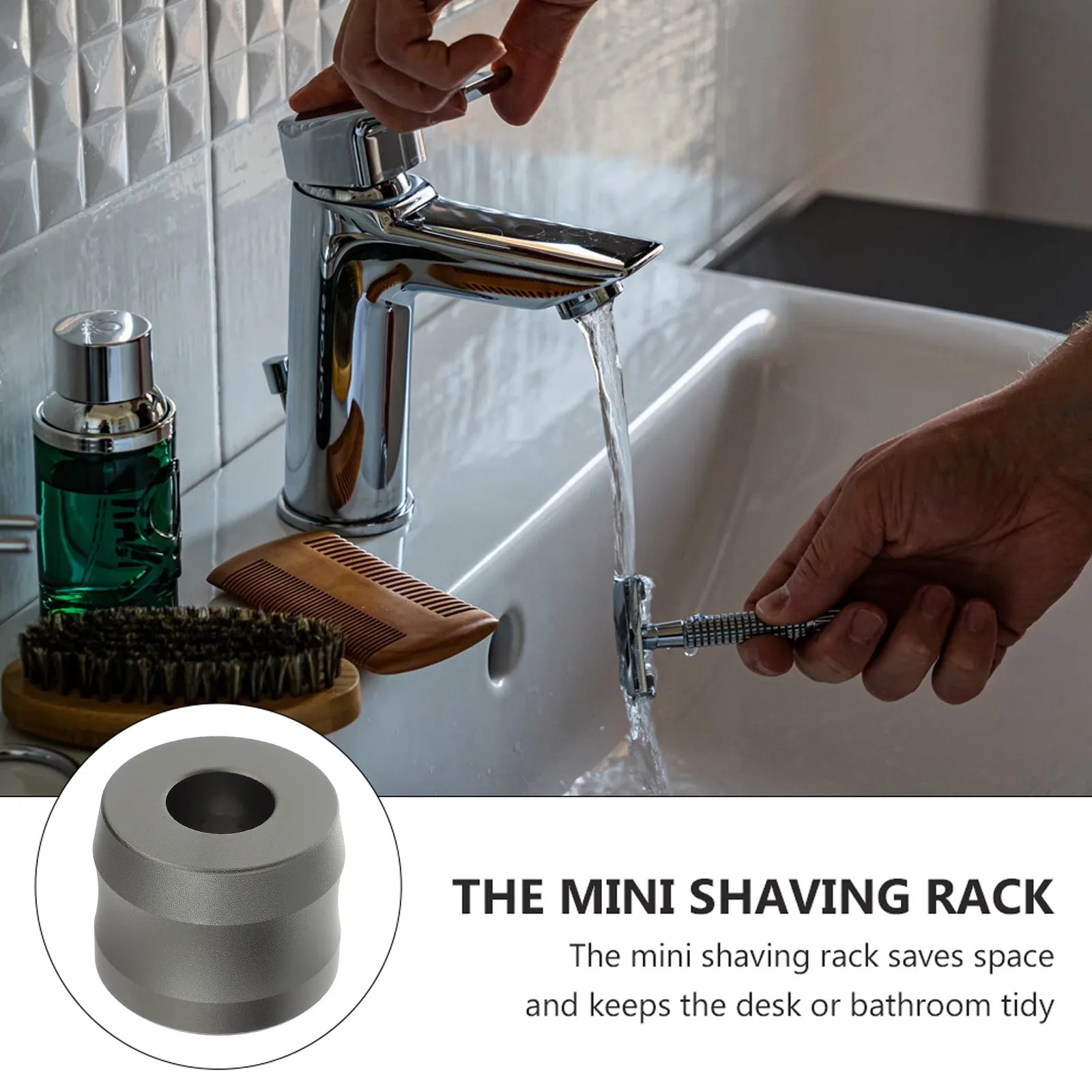 1Pcs Premium Aluminum Alloy Razor Stand Heavy Duty Non-Slip Shaving Razor Holder for Men Bathroom Desk Organizer Rust Proof