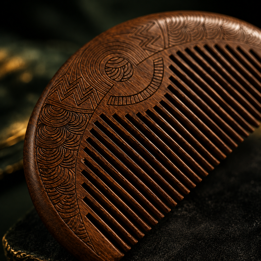 Natural Sandalwood Comb | Wide-Tooth Detangler for Healthy Hair & Scalp