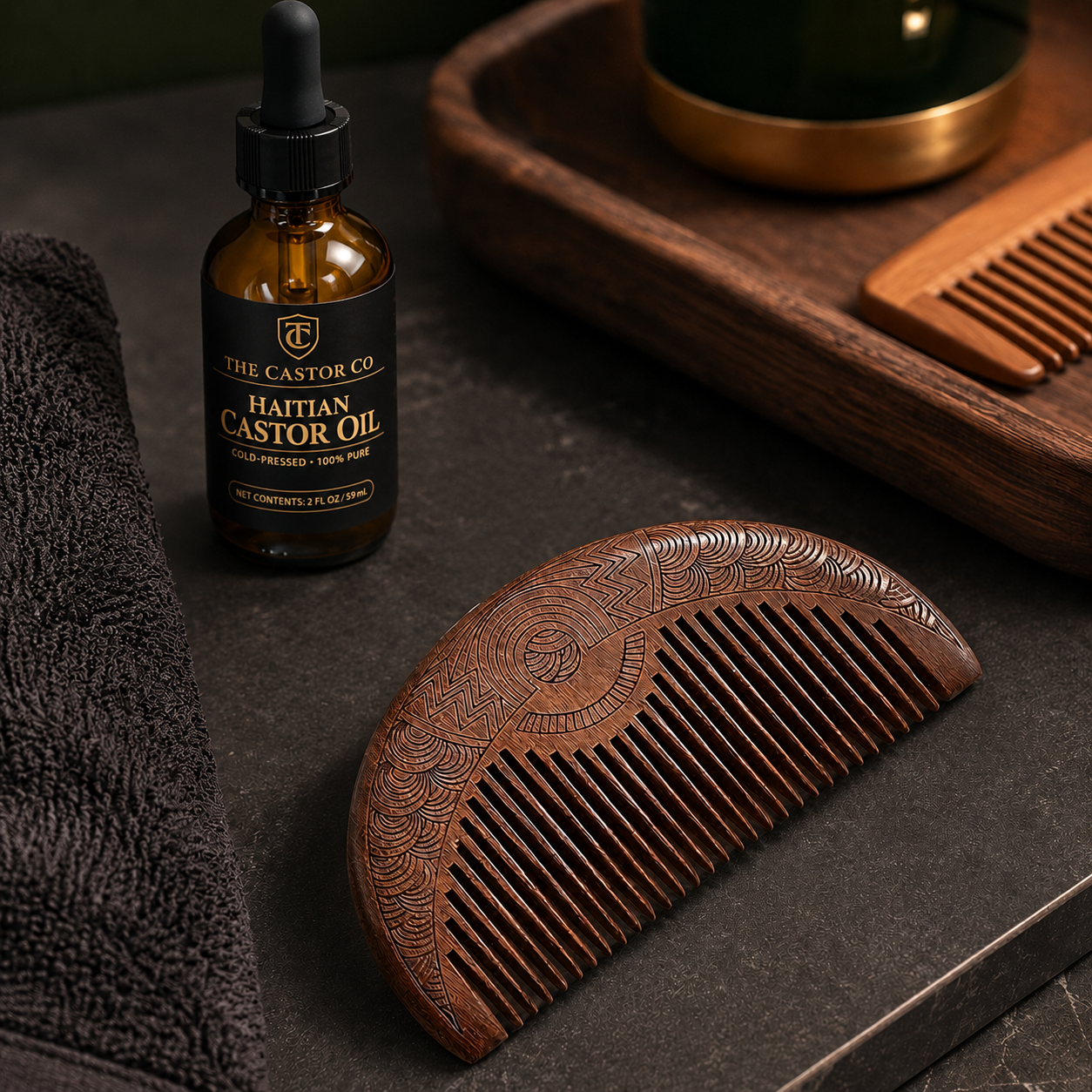 Natural Sandalwood Comb | Wide-Tooth Detangler for Healthy Hair & Scalp
