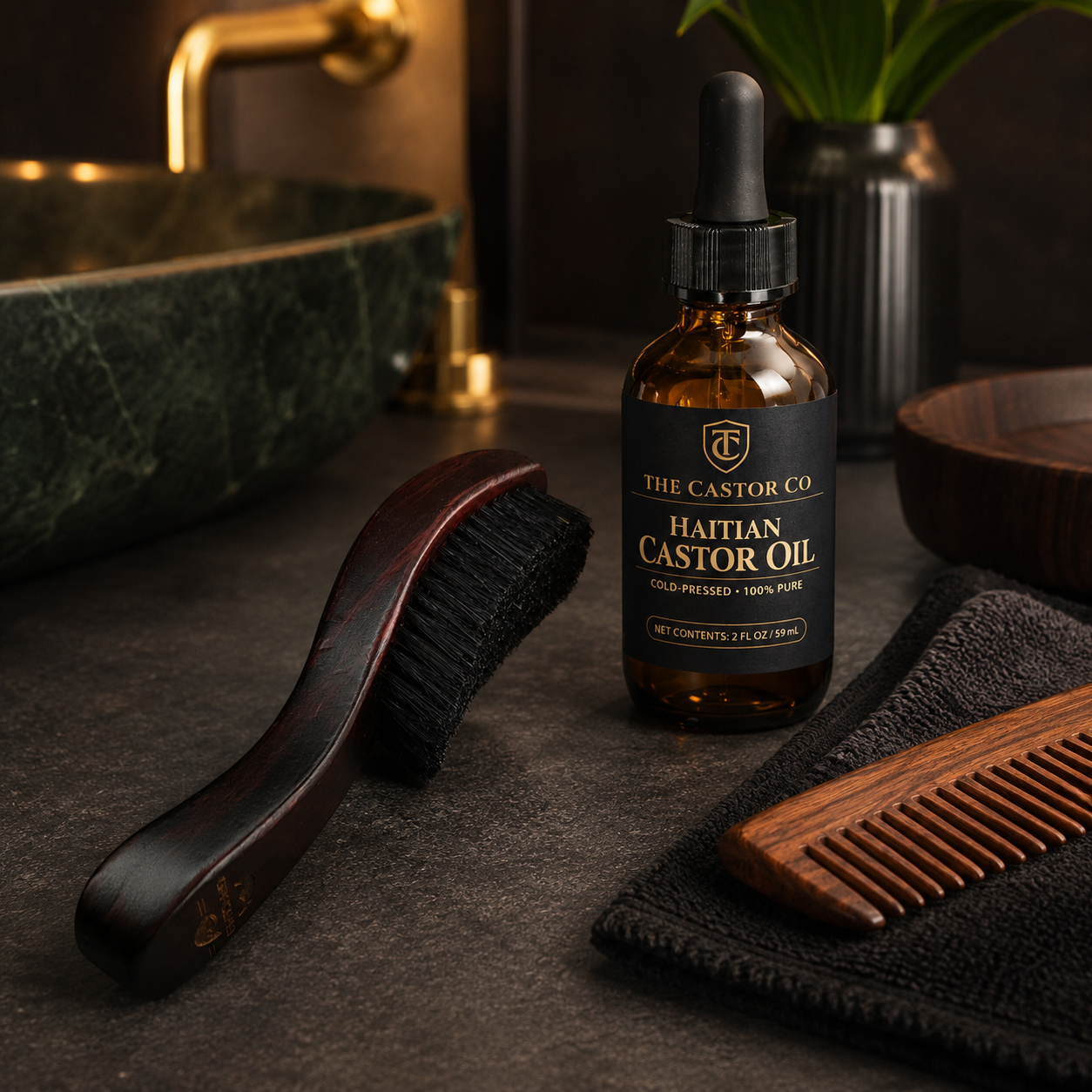 Curved Wood Wave Brush | Men's Hair & Beard Grooming Brush
