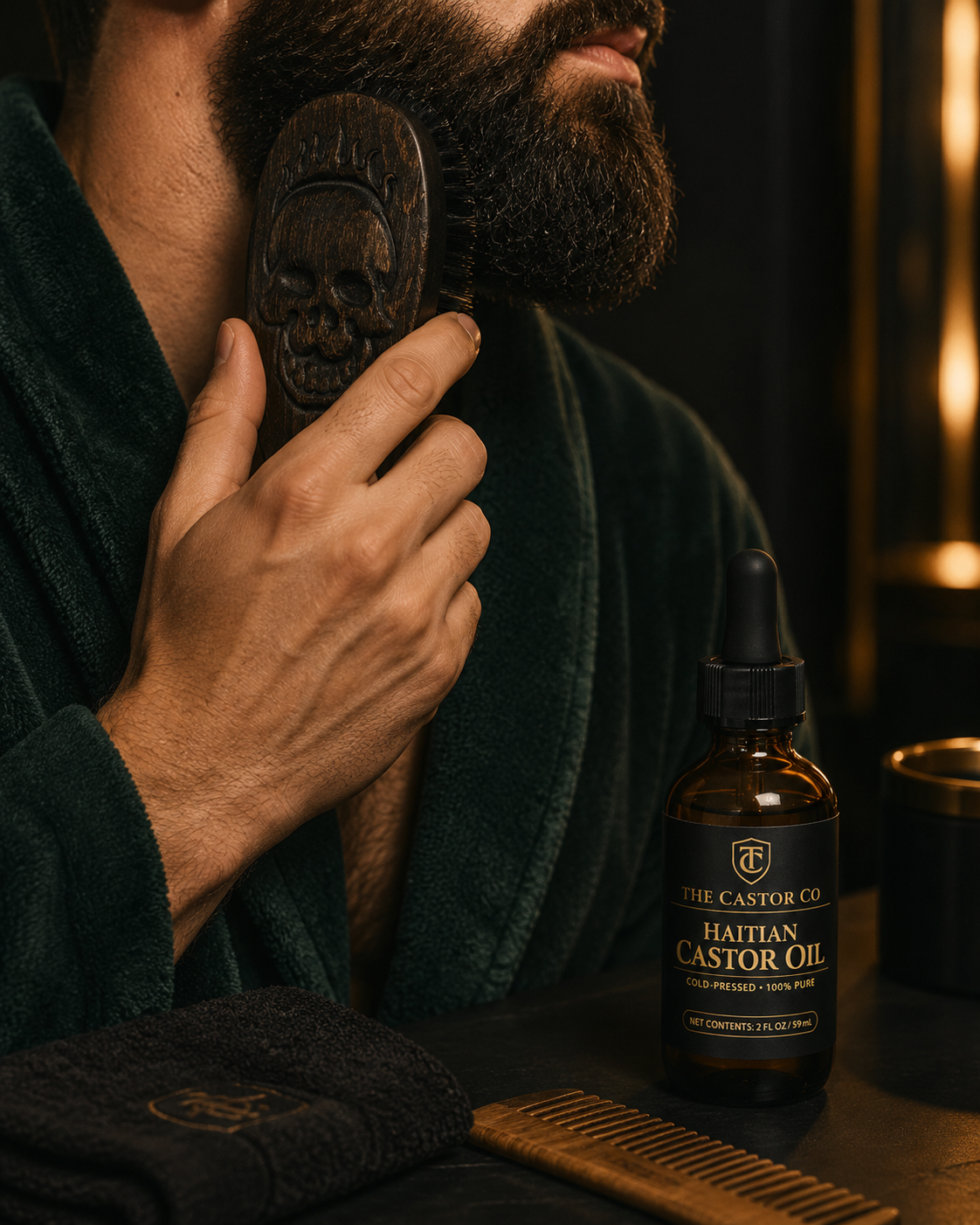 Engraved Boar Bristle Beard Brush | Men's Grooming Brush