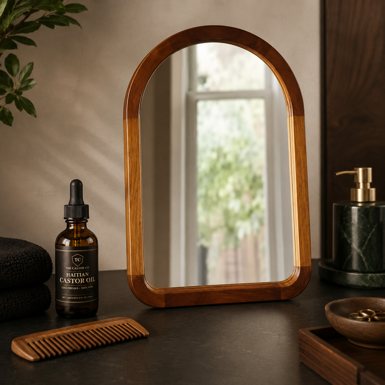 Arched Wall Mirror | Wood Frame Rustic Bathroom & Bedroom Mirror