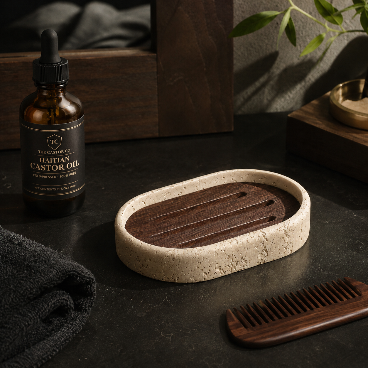 Travertine Stone Soap Dish | Self-Draining Bathroom Accessory
