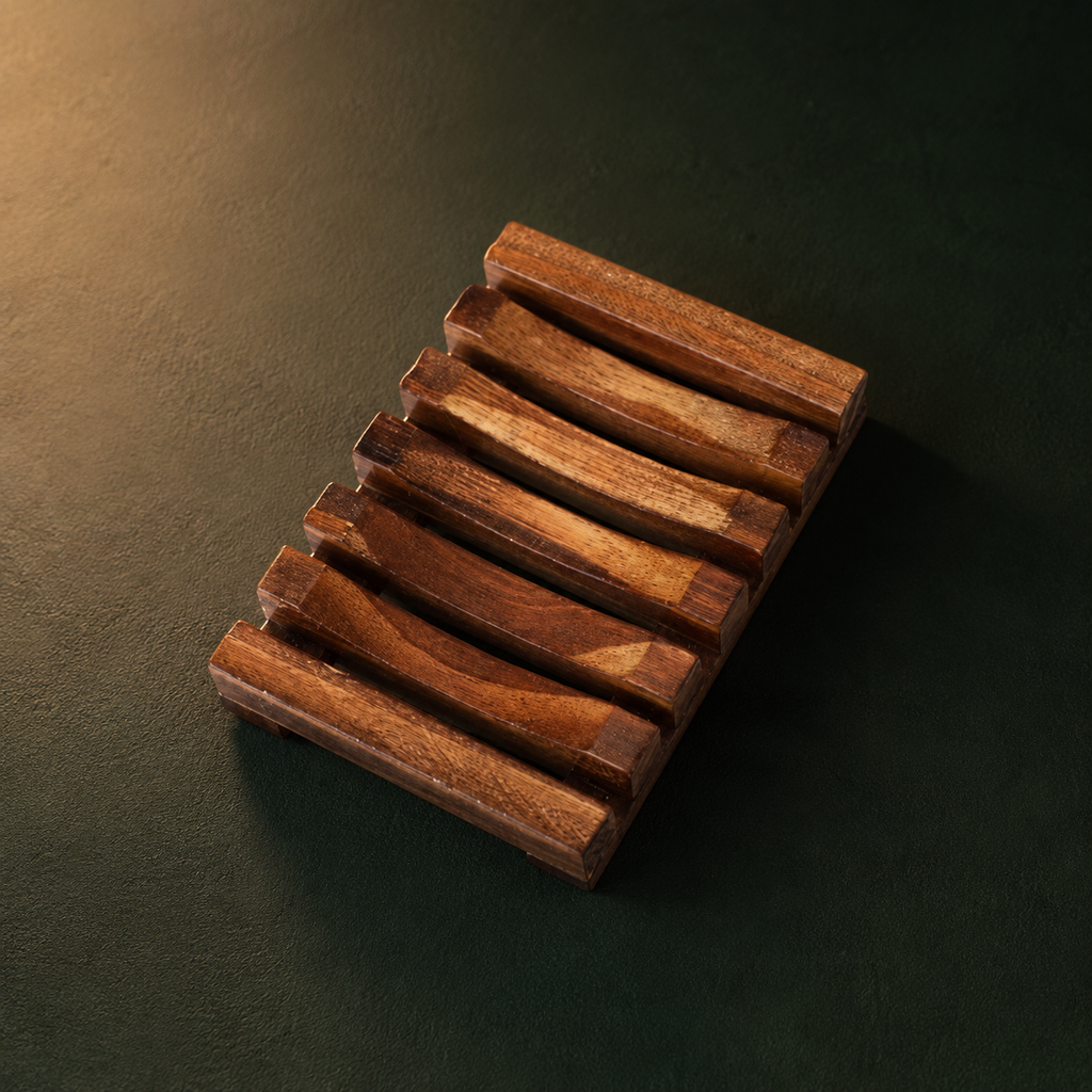Bamboo Slat Soap Holder | Self-Draining Rack for Shower & Sink