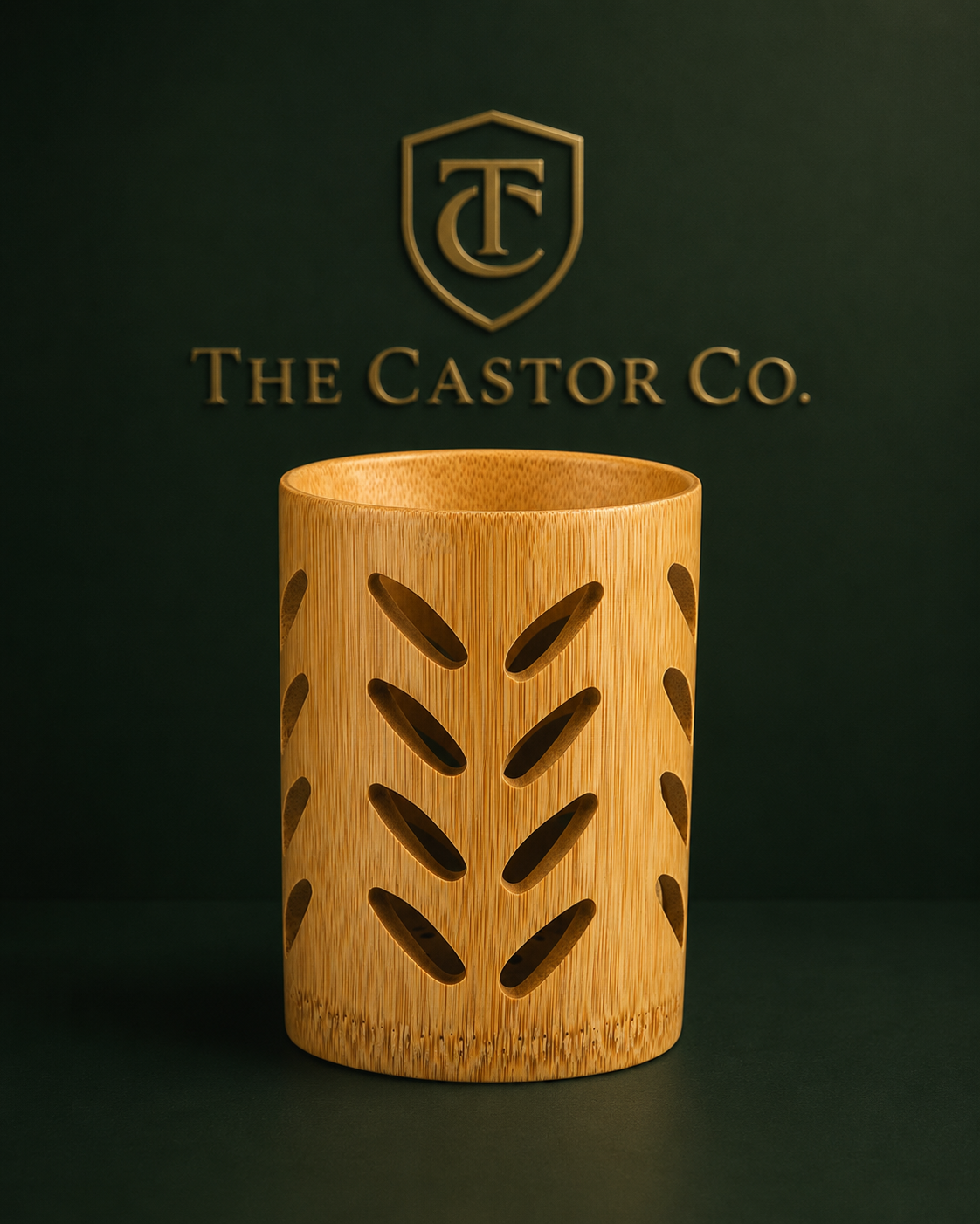 Eco Bamboo Vanity Organizer | Quick-Dry Toothbrush & Makeup Brush Cup