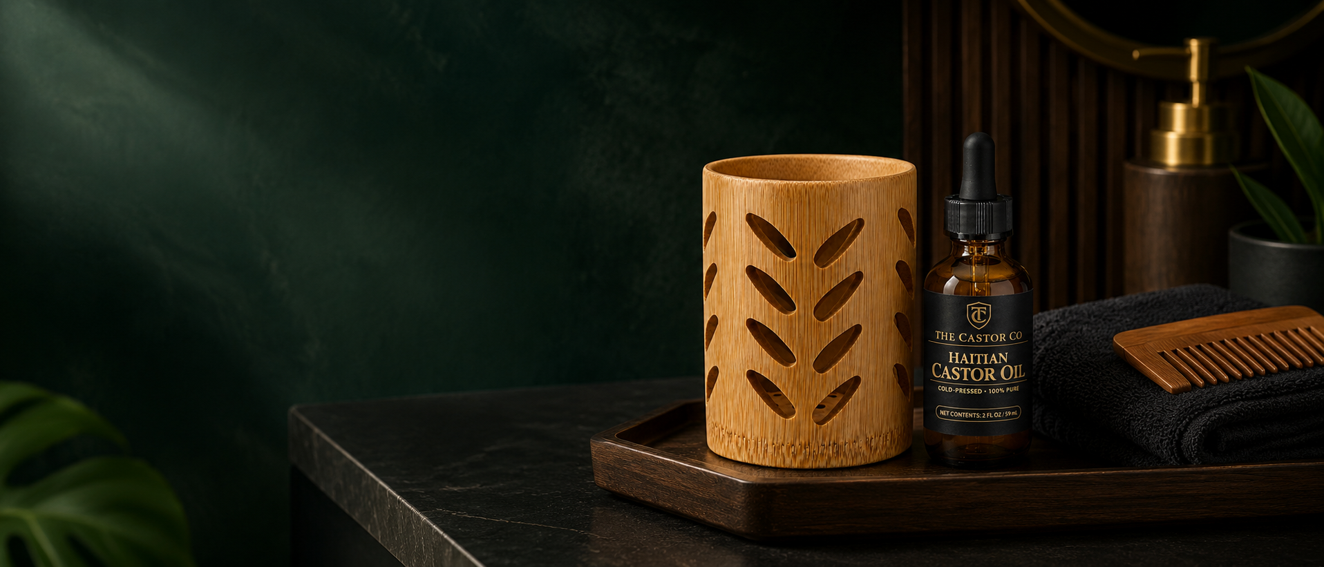 Eco Bamboo Vanity Organizer | Quick-Dry Toothbrush & Makeup Brush Cup